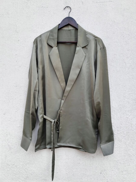 RESORT OLIVE GREY SHIRT WITH A TIEUP