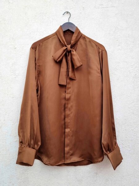 RESORT BROWN SHIRT WITH NECK TIEUP
