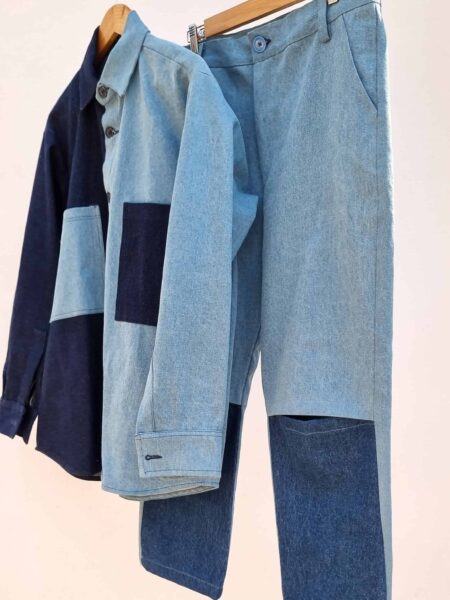 DENIM COLOR BLOCK CO-ORD SET